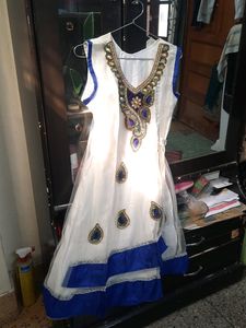 Beautiful Blue  And WHITE KURTI STYLE DRESS