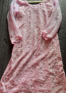 Pink Paisley Embroidered Fabric