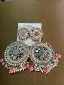 Statement Mirror &amp; Pearl Earrings