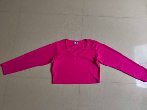 Pink Long Sleeve Crop Top