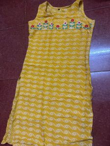 Yellow Embroidered Kurta
