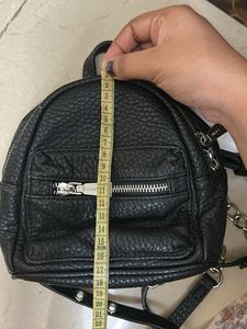Mini Black Backpack with Chain Detail