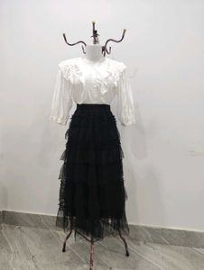 Tulle Layered Tiered Midi Skirt