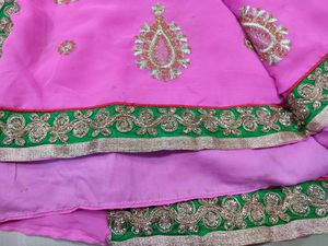 Pink Saree With Blouse