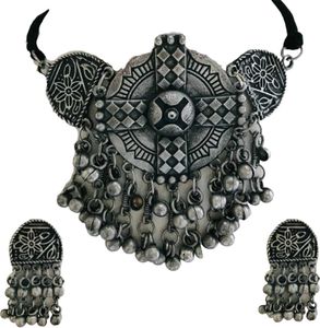 Oxidized Silver Necklace &amp; Earrings