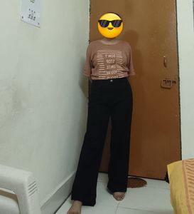 High Waisted Black Straight Fit Jeans
