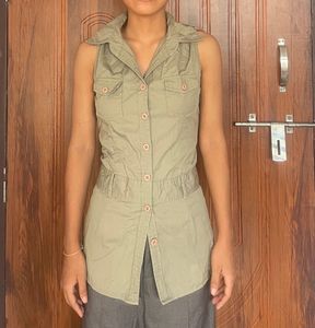 Olive Green Sleeveless Top