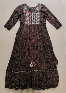 Festive Ethnic Black Red Dress/Gown