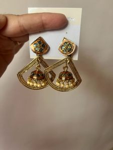 Golden Oxidised Jhumki Stylish Earrings