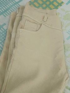 Beige Straight Leg Jeans