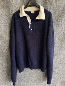 Navy Knit Polo Sweater
