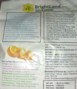 Orange Peel ,Multani Mitti , Mulethi Powder