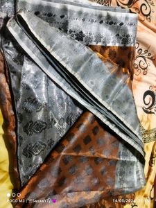 Elegant Brown &amp; Silver Saree