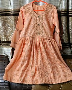 Peach Embroidered Dress