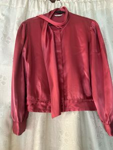 Vintage Silk Tie-Neck Blouse