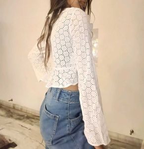 Ruffled Tie Up Crop Top