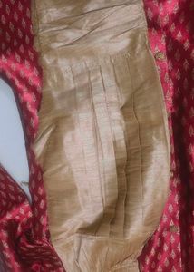 Burgundy &amp; Gold Jacquard Kurta