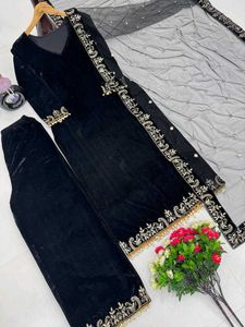 Elegant Velvet Salwar Suit black Love