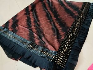Beautiful Mirror Dazzle Work Saree For Party Use