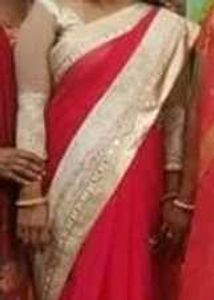 Elegant Red Banarasi Saree  With Blouse 900 Rs