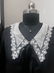 Black Shirt With Lace Collar