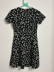 Daisy Print Black Dress