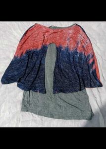 Stylish Two-Tone Cape top western flowy cotton