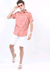 HIGHLANDERMen Slim Fit Printed Cut Away Collar Cas