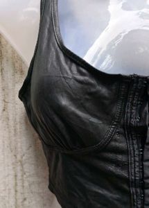 Black Faux Leather Bralette