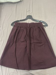 Burgundy Button-Down A-Line Skirt