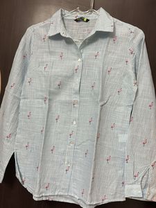 Tokyo Talkies Striped Flamingo Print Shirt