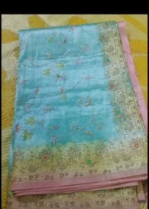 TISSUE ORGANZA Elegant Embroidered Saree