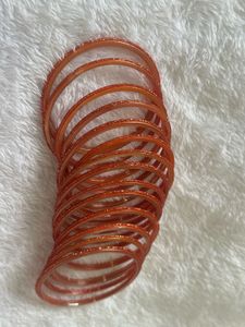 Glass Bangles In Peach Color