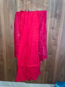 Red Sequin Saree