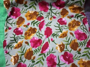 GentlyUsed RaniPinkFloral Print Jute kurti+Bottom