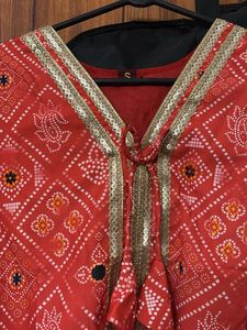 Red Bandhani Kurta