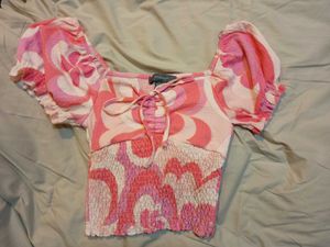 Retro Pink Floral Crop Top