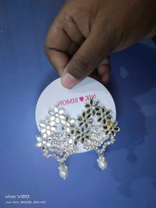 Floral Drop Earrings with Pearl Accents