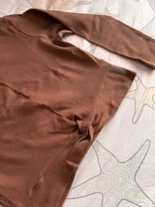 Brown Casual Crop Top