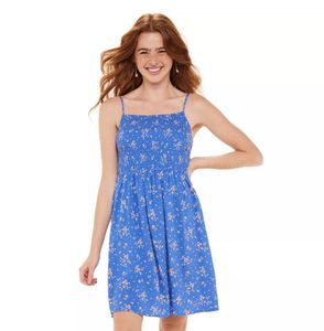 Blue Floral Smocked Sundress