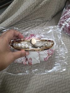 White Designer Potli Clutch With Pearl Handle