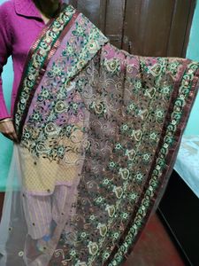 Net Sari Kundan Embroidery