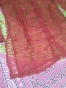 Red Sheer Button-Up Shirt