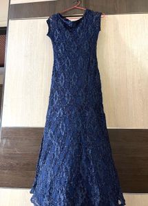 Midnight Blue Sequin Lace Gown