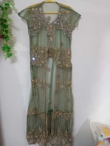 Olive Green Four piece dress (semi stitched)