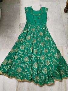 Green &amp; Gold Embroidered Dress