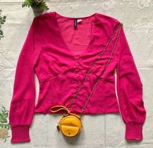 H&M Pink Long Sleeve Button-Down Blouse