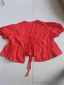 Red Ruffled Tie Top