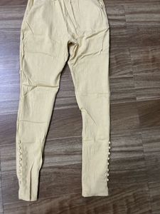 Light Yellow Button-Detail Pants