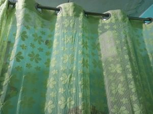 Like New Parrot Green Net Curtains Set Of 2